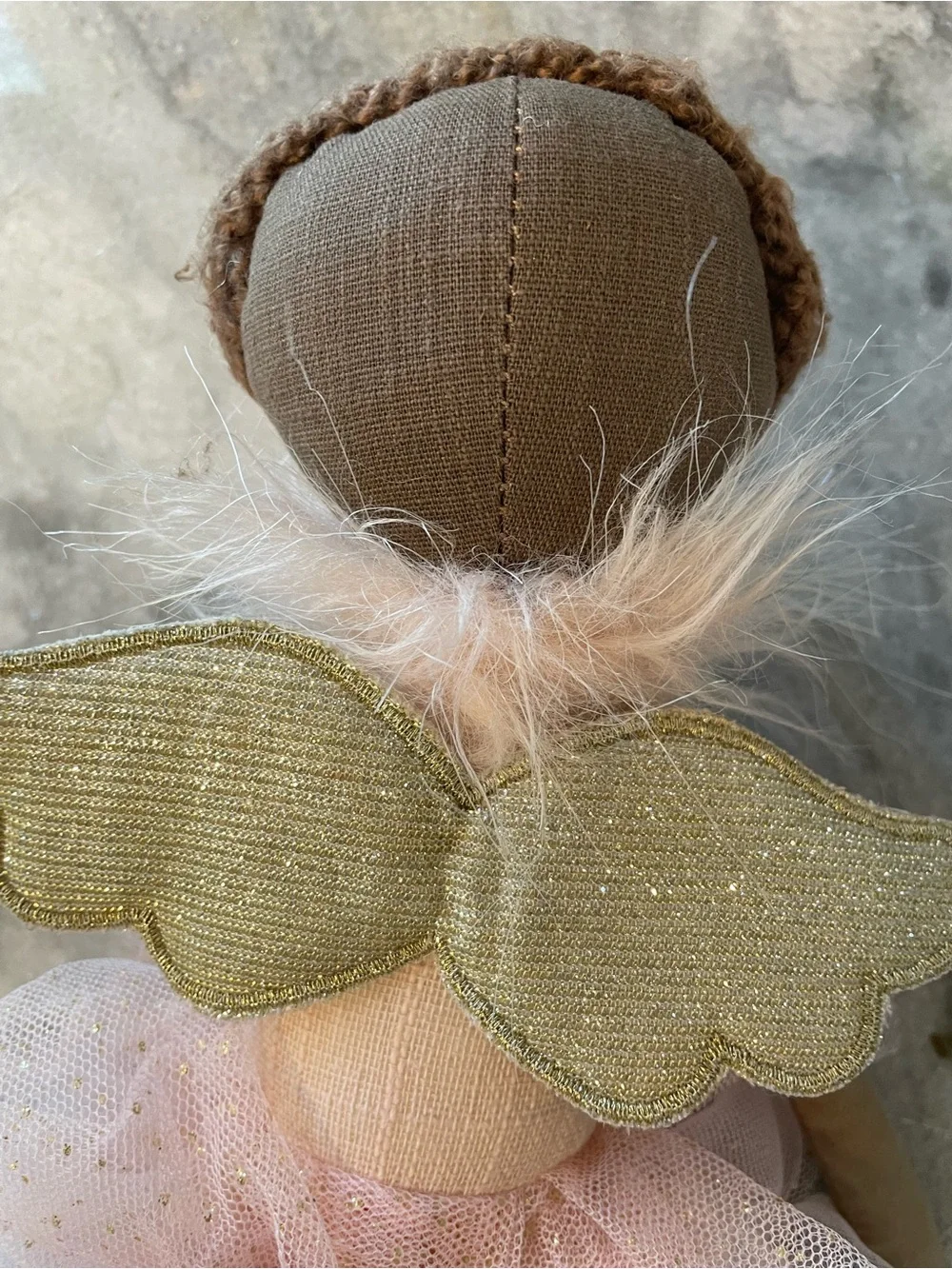 Mon Ami Plush Fairy Doll Pink Tulle Dress Gold Wings Soft Rag Doll EUC